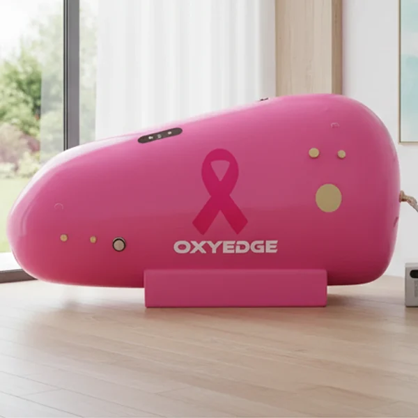 OxyEdge Soft Sitting Chamber in pink with breast cancer ribbon