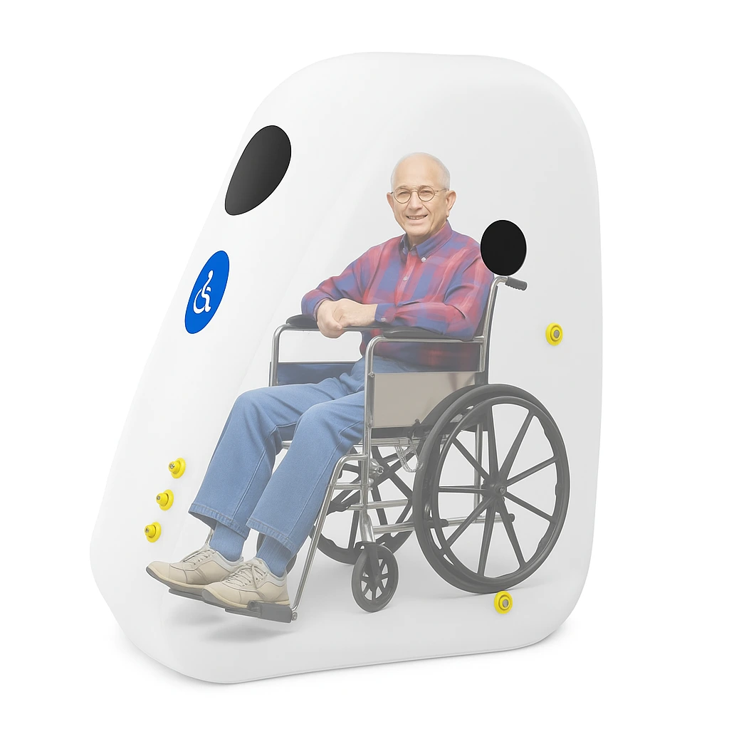 wheelchair hyperbaric chamber man inside with white background
