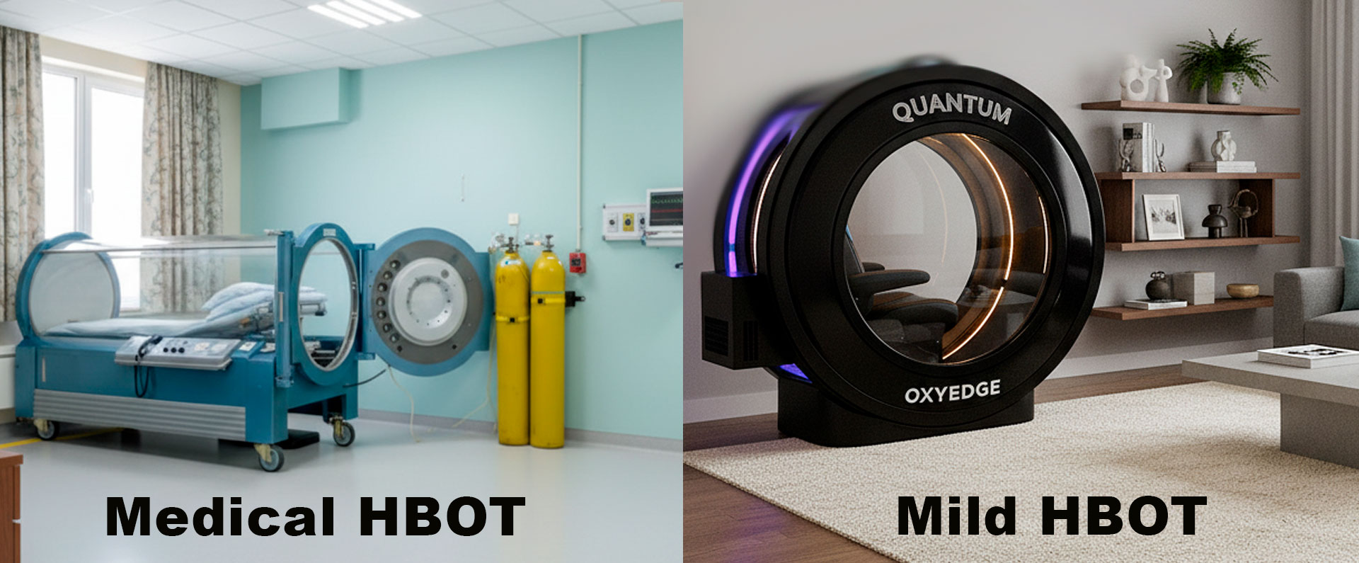 The difference between medical HBOT and mild HBOT